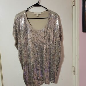 Michael Kors Silver Sequin Blouse